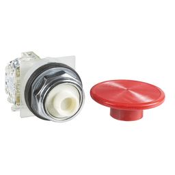 9001KR25RH13 – Push-button, Harmony 9001K, metal, mushroom 57mm, red, 30mm, spring return, 1 C/O