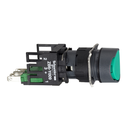 XB6AA31B – Complete push button, Harmony XB6, green flush pushbutton, 16mm, spring return, 1NO, unmarked