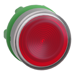 ZB5AW343SC0 – Head for illuminated push button, Harmony XB5, grey bezel, red flush, 22mm, universal LED, spring return, grooved lens