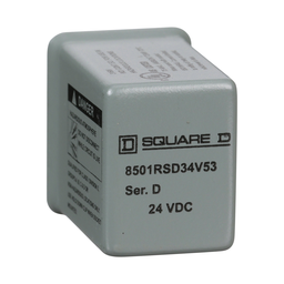 8501RSD34V53 – Plug in relay, Type R, hermetically sealed miniature, 5A resistive at 240 VAC, 14 blade, 4PDT, 4 NO, 4 NC, 24 VDC coil