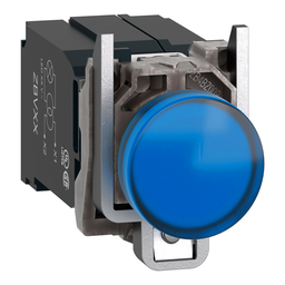 XB4BV5B6 – Pilot light, Harmony XB4, metal, protected LED light, blue, 22mm, with plain lens, universal LED, 400V