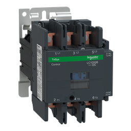 LC1D506BD – IEC contactor, TeSys D, nonreversing, 50A, 40HP at 480VAC, 3 phase, 3 pole, 3 NO, 24VDC coil, open style