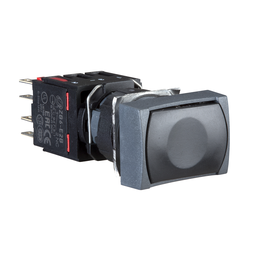 XB6DA22B – Complete push button, Harmony XB6, black rectangular flush pushbutton, 16mm, spring return, 1NC, unmarked