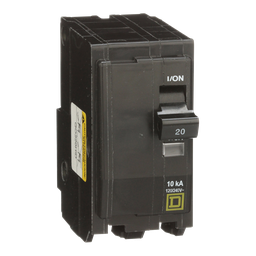 QO220HID – Mini circuit breaker, QO, 20A, 2 pole, 120/240VAC, 10kA, plug in, high density discharge