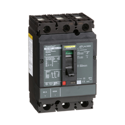 HDL36050 – Circuit breaker, PowerPacT H, 50A, 3 pole, 600VAC, 14kA, lugs, thermal magnetic, 80%