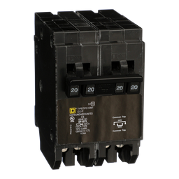 HOMT220220 – Quad tandem circuit breaker, Homeline, 2 x 2 pole at 20A, 120/240VAC, 10kA AIR, plug in, UL