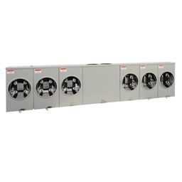 UT6R2392TU – Meter socket, horizontal ganged, ringless socket, 620A, 6 position, 4 jaws, 600 VAC max, overhead/underground, no bypass