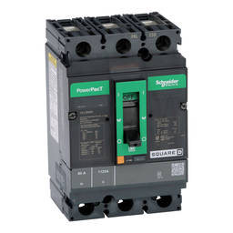 HLL36090 – Circuit breaker, PowerPacT H, 90A, 3 pole, 600VAC, 50kA, lugs, thermal magnetic, 80%