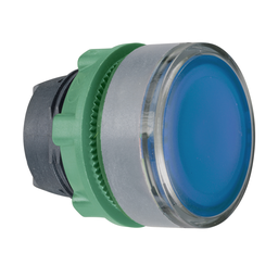 ZB5AH063C0 – Head for illuminated push button, Harmony XB5, grey bezel, blue flush, 22mm, universal LED, push-push, unmarked