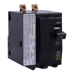 QOB220VH1042 – Mini circuit breaker, QO, 20A, 2 pole, 120/240VAC, 22kA, bolt on, AC/DC shunt