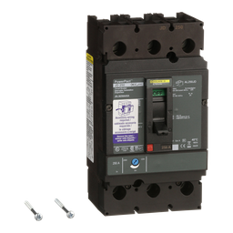 JDL36250AASA – Circuit breaker, PowerPacT J, 250A, 3 pole, 600VAC, 14kA, lugs, thermal magnetic, 80%, aux, shunt