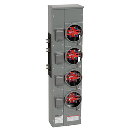 EZMR114125 – Branch unit, EZ Meter-Pak, 125A, 4 x 5 jaw sockets, 120/240VAC, no bypass, ringless, 800A Al busbar