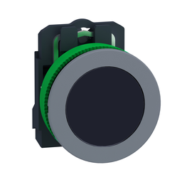 XB5FA21C0 – Push button, Harmony XB5, antimicrobial, grey bezel, black flush, 30mm, spring return, 1NO, unmarked