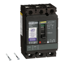 HGL36040SA – Circuit breaker, PowerPacT H, 40A, 3 pole, 600VAC, 18kA, lugs, thermal magnetic, 80%, shunt