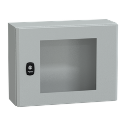 NSYS3D3415T – Wall mounted steel enclosure, PanelSeT S3D, transparent door, without mounting plate, 300x400x150mm, IP66, IK08
