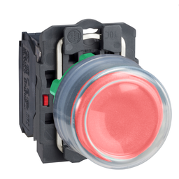 XB5AP42 – Push button, Harmony XB5, plastic, projecting, red, 22mm, spring return, booted, unmarked, 1NC