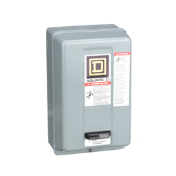 8536SCG3V06 – NEMA motor starter, Type S, nonreversing, Size 1, 27A, 10HP at 460VAC, 5kA SCCR, 3 phase, 3 pole, melting alloy, 480VAC coil, NEMA 1