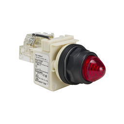 9001SKT38LRR9 – Push-to-test pilot light, Harmony 9001SK, plastic, polycarbonate, domed, red, 30mm, LED red, 120V