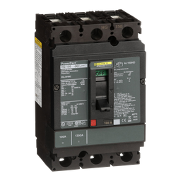 HGL36100C – Circuit breaker, PowerPacT H, 100A, 3 pole, 600VAC, 18kA, lugs, thermal magnetic, 100%