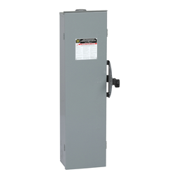 SQD DT363RB SAFETY SWITCH, DOUBLE THROW, FUSIBLE, 100A, 600 VAC/VDC, 3 POLES, 75 HP, NEMA 3R, BOLT ON PROVISION
