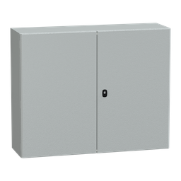 NSYS3D81030DP – Wall mounted steel enclosure, PanelSeT S3D, double plain door, with mounting plate, 800x1200x300mm, IP55, IK10