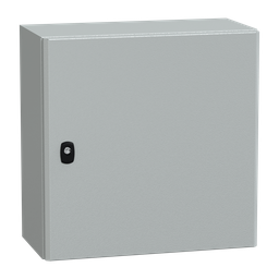 NSYS3D5525P – Wall mounted steel enclosure, PanelSeT S3D, plain door, with mounting plate, 500x500x250mm, IP66, IK10