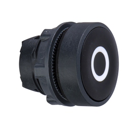 ZB5AA232 – Head for non illuminated push button, Harmony XB5, black flush, 22mm, spring return, white marked O