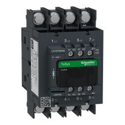 LC1DT80A6FD – IEC contactor, TeSys Deca, nonreversing, 80A resistive, 4 pole, 4 NO, 110VDC coil, open style