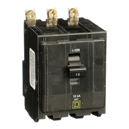 QOB3155237 – Mini circuit breaker, QO, 15A, 3 pole, 120/240VAC, 10kA, bolt on, ring