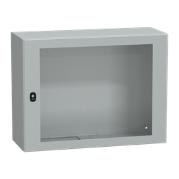 NSYS3D6830T – Wall mounted steel enclosure, PanelSeT S3D, transparent door, without mounting plate, 600x800x300mm, IP66, IK08