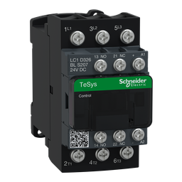 LC1D326BLS207 – IEC contactor, TeSys D, nonreversing, 32A, 20HP at 480VAC, 3 phase, 3 pole, 3 NO, low consumption 24VDC coil, open style