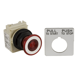 9001SKR9P35LRRH13 – Illuminated push-button, Harmony 9001SK, plastic, mushroom 41mm, red, 30mm, 2 positions, push-pull, LED red, 24-28V, 1 C/O
