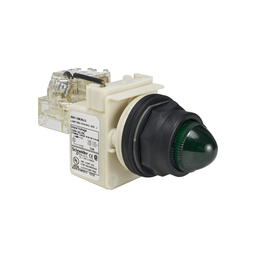 9001SKT38LGG9 – Push-to-test pilot light, Harmony 9001SK, plastic, polycarbonate, domed, green, 30mm, LED green, 120V