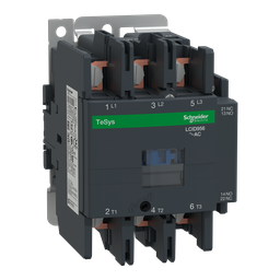 LC1D956K7 – IEC contactor, TeSys Deca, nonreversing, 95A, 60HP at 480VAC, 3 phase, 3 pole, 3 NO, 100VAC 50/60Hz coil, open style