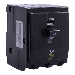 QO3405238 – Mini circuit breaker, QO, 40A, 3 pole, 120/240VAC, 10kA, plug in, ring