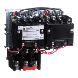 8736SCO8V02S – NEMA starter, Type S, reversing, horizontal, Size 1, 27A, 10HP at 575VAC, 5kA SSCR, 3 phase, 3 pole, melting alloy overload, 120VAC coil, open