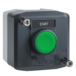XALD101H29 – Complete control station, Harmony XALD, XALK, dark grey, 1 green flush push button 22mm spring return 1 NO Start