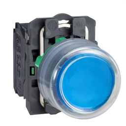 XB5AP61 – Push button, Harmony XB5, plastic, projecting, blue, 22mm, spring return, booted, unmarked, 1NO