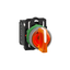 Illuminated selector switch, Harmony XB5, grey bezel, yellow handle, 22mm, universal LED, 3 positions, 1NO + 1NC, 230V AC