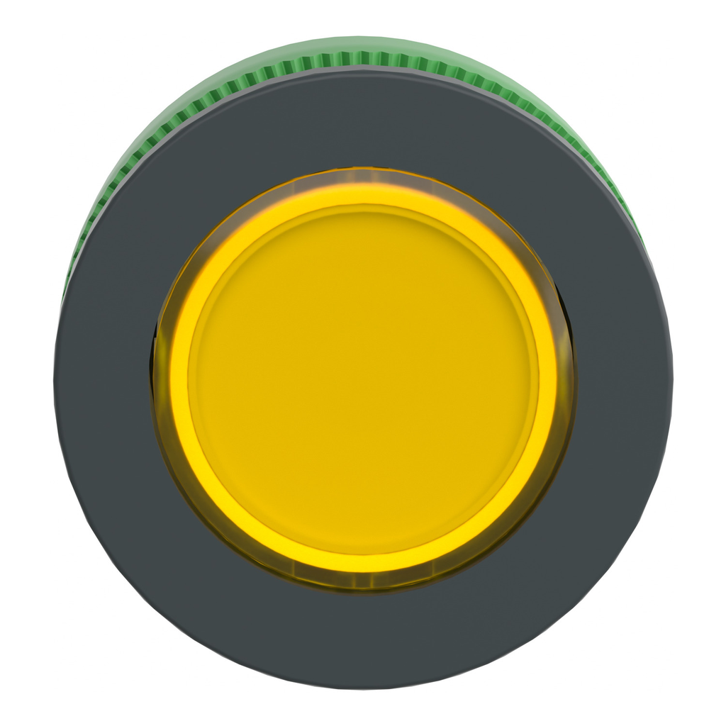 Mayer-DDS-Head for illuminated push button, Harmony XB5, yellow, 30mm, universal LED, plain lens-3