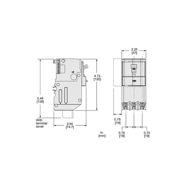Mayer-DDS-Mini circuit breaker, QO, 50A, 3 pole, 208Y/120VAC, 10kA, plug in, 6mA grd fault A, pigtail [TAA]-2