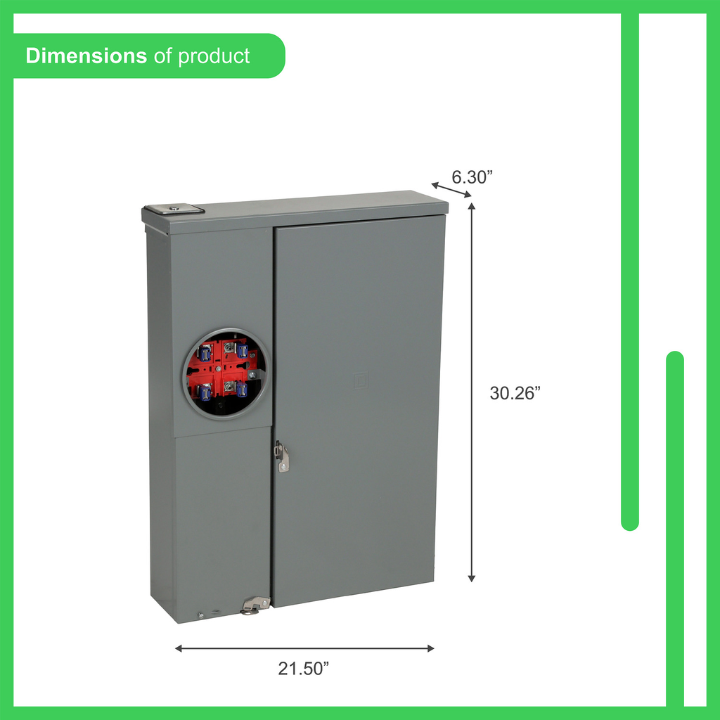 Mayer-DDS-Meter mains, Homeline, CSED, ringed socket, 200A, surface mount, 8 spaces, 16 circuits, no bypass, solar ready-2