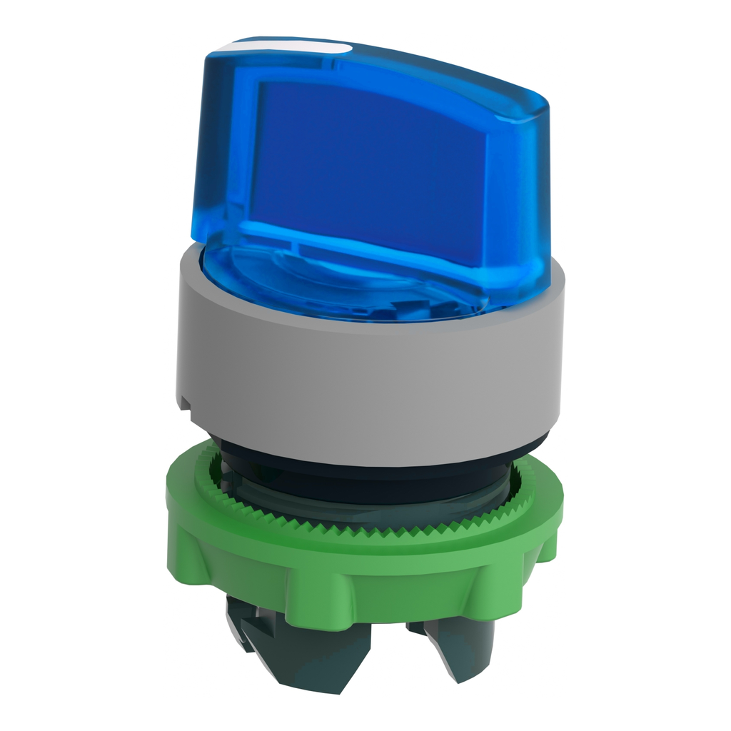 Mayer-DDS-Head for illuminated selector switch, Harmony XB5, grey bezel, blue handle, 22mm, universal LED, 2 positions-2