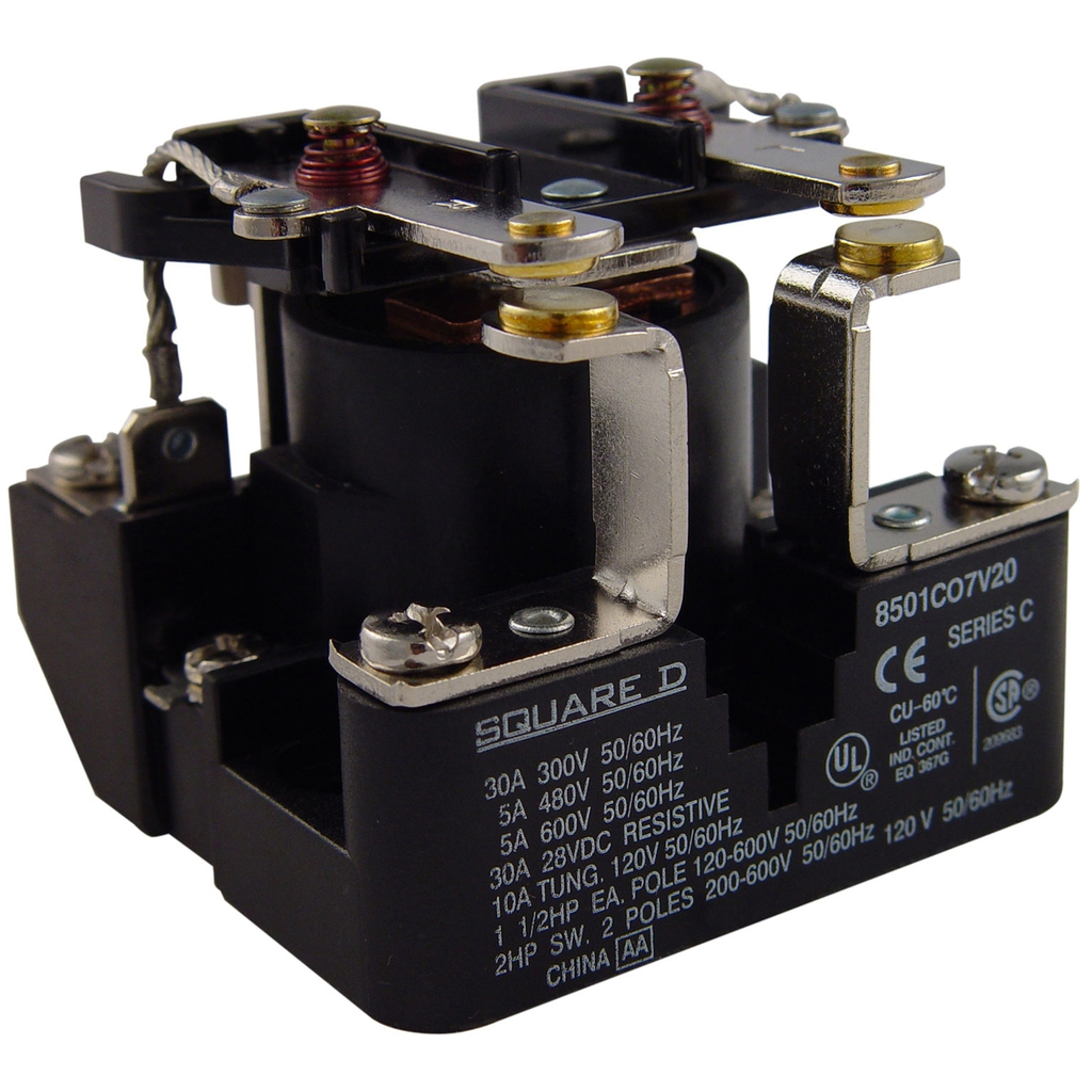 Mayer-DDS-Power Relay, Type C, 2 hp, 30A resistive at 300 VAC, DPST, 2 normally open contacts, 480 VAC coil-2