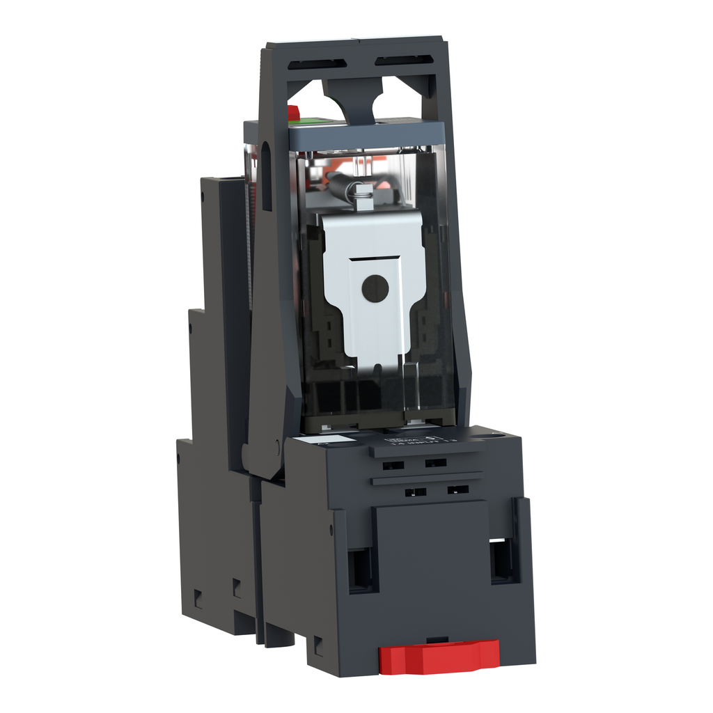 Mayer-DDS-miniature, Harmony Electromechanical Relays, 12A, 2CO, with LED, with lockable test button, separate terminals socket, 24V AC-2