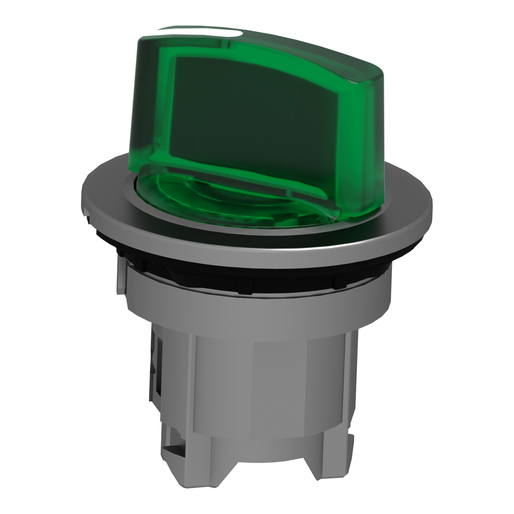 Mayer-DDS-Head for illuminated selector switch, Harmony XB4, metal, green handle, flush mounted, 30mm, universal LED, 2 positions-2