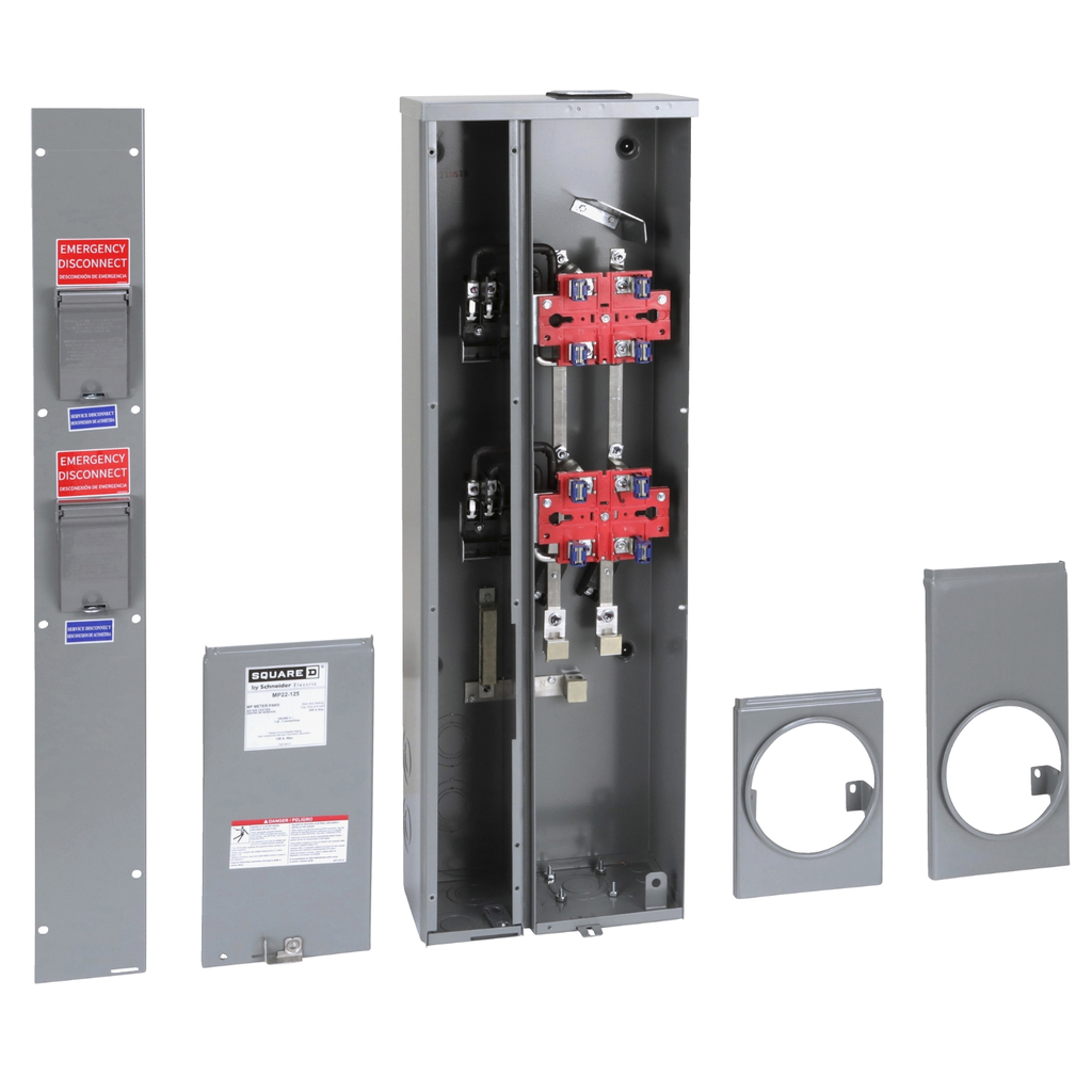 Mayer-DDS-Meter center, MP Meter-Pak, 2 sockets, no bypass, 4 jaws, 200A bus, 125A max breaker rating, ringed-2