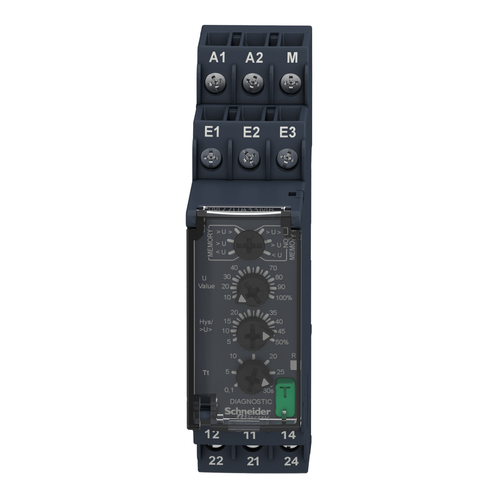 Mayer-DDS-voltage control relay, Harmony Control Relays, 8A, 2CO, overvoltage or undervoltage detection, 15...500V AC DC, 24...240V AC DC-3