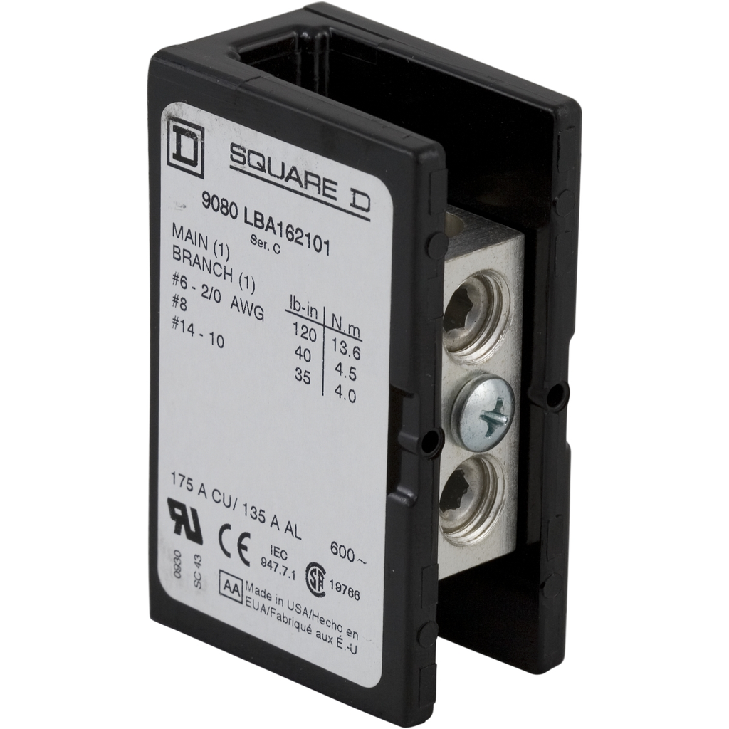 Mayer-DDS-Power distribution block, Linergy, 1 pole, 1 line, 1 load, 175A Cu, 135A Al, 600V-2