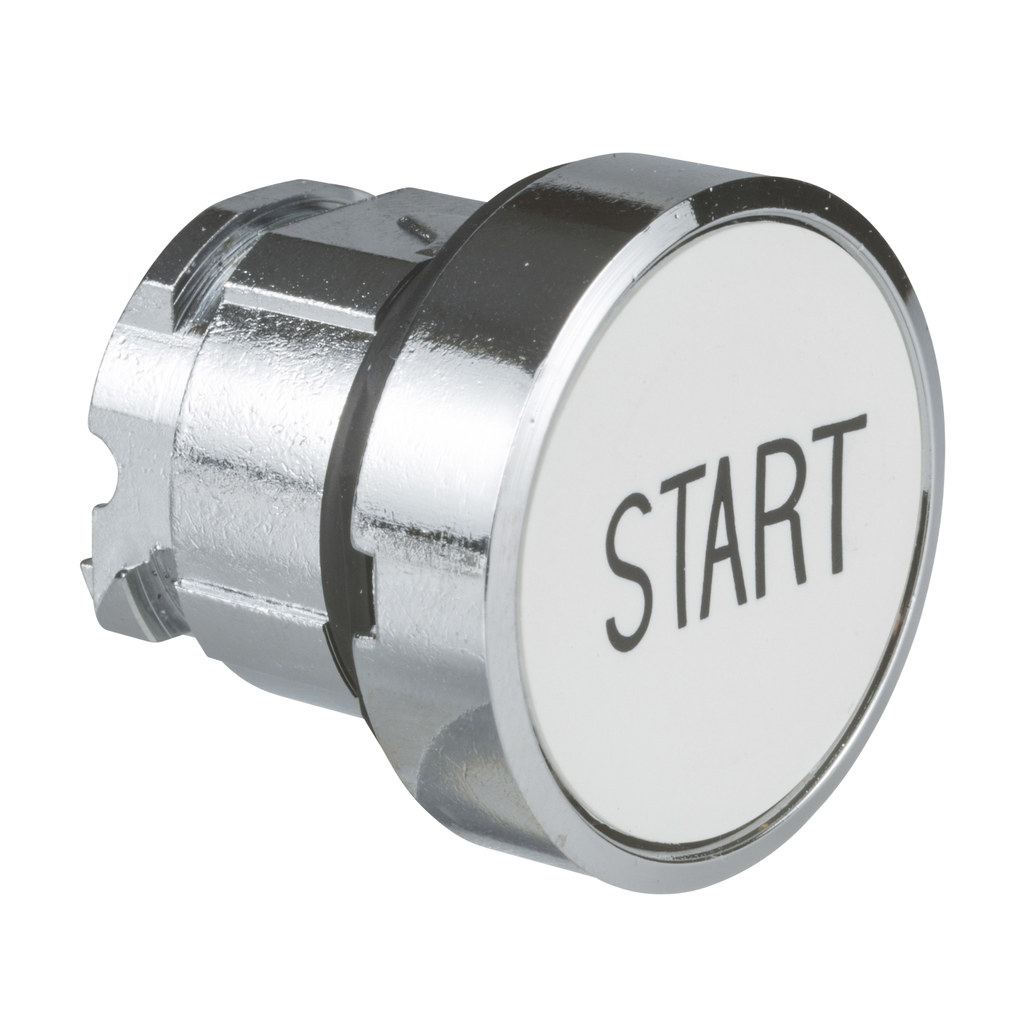 Mayer-DDS-Head for non illuminated push button, Harmony XB4, white flush pushbutton Ø22 mm spring return "START"-1
